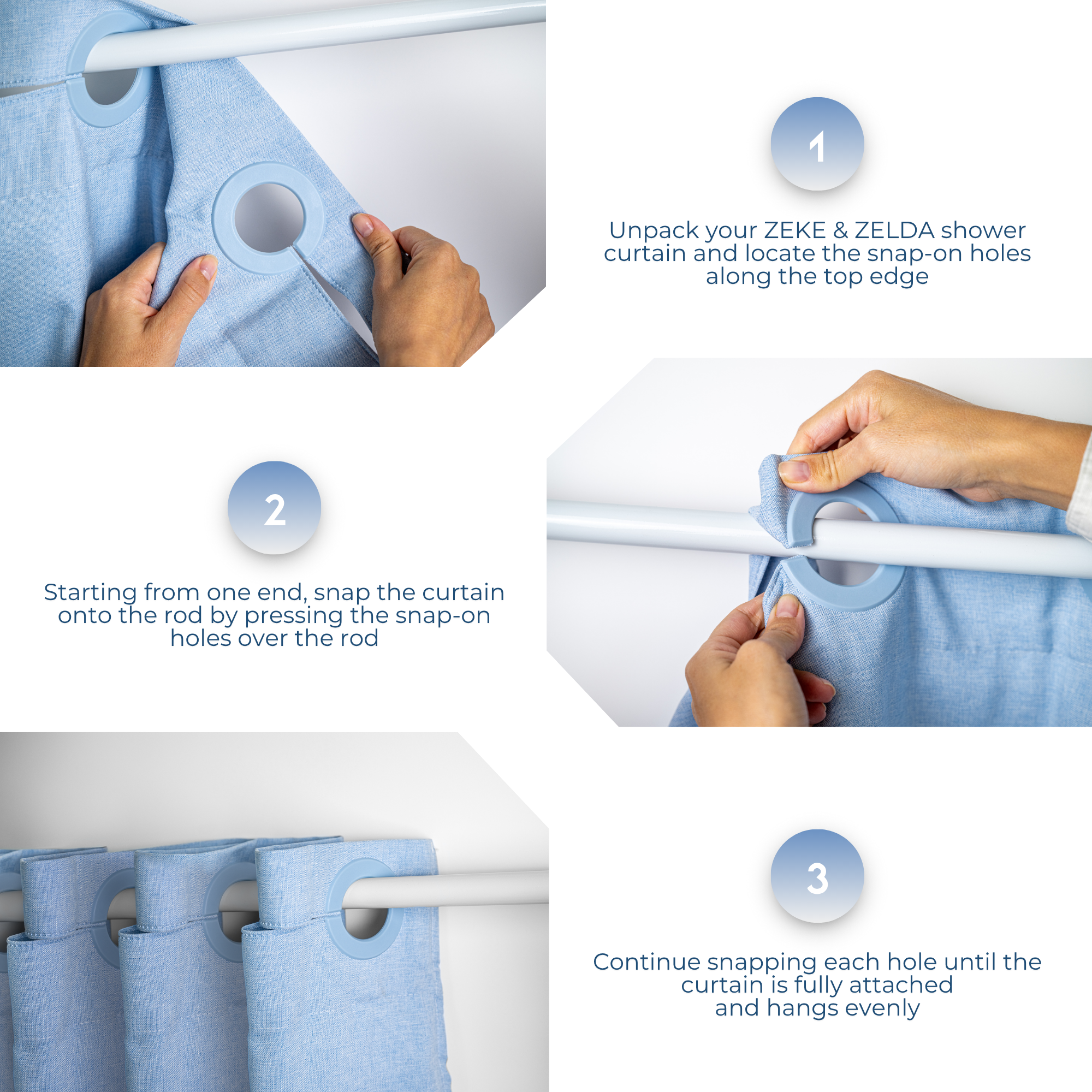 Elegant Full Length Bathroom Curtains Shower (Blue)