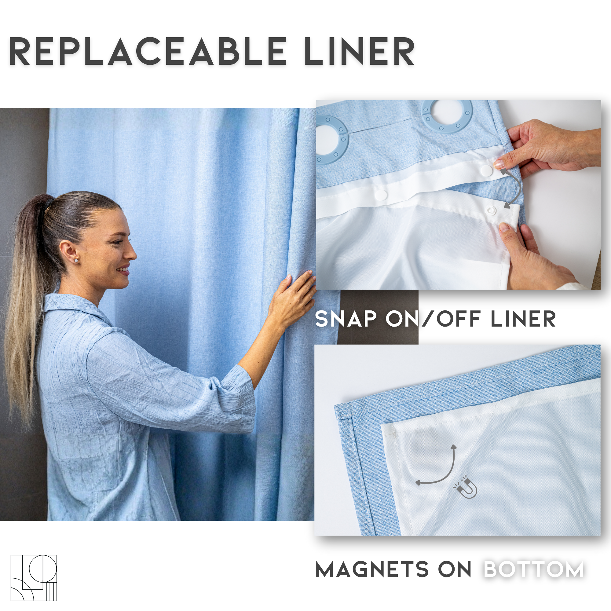 Elegant Full Length Bathroom Curtains Shower (Blue)