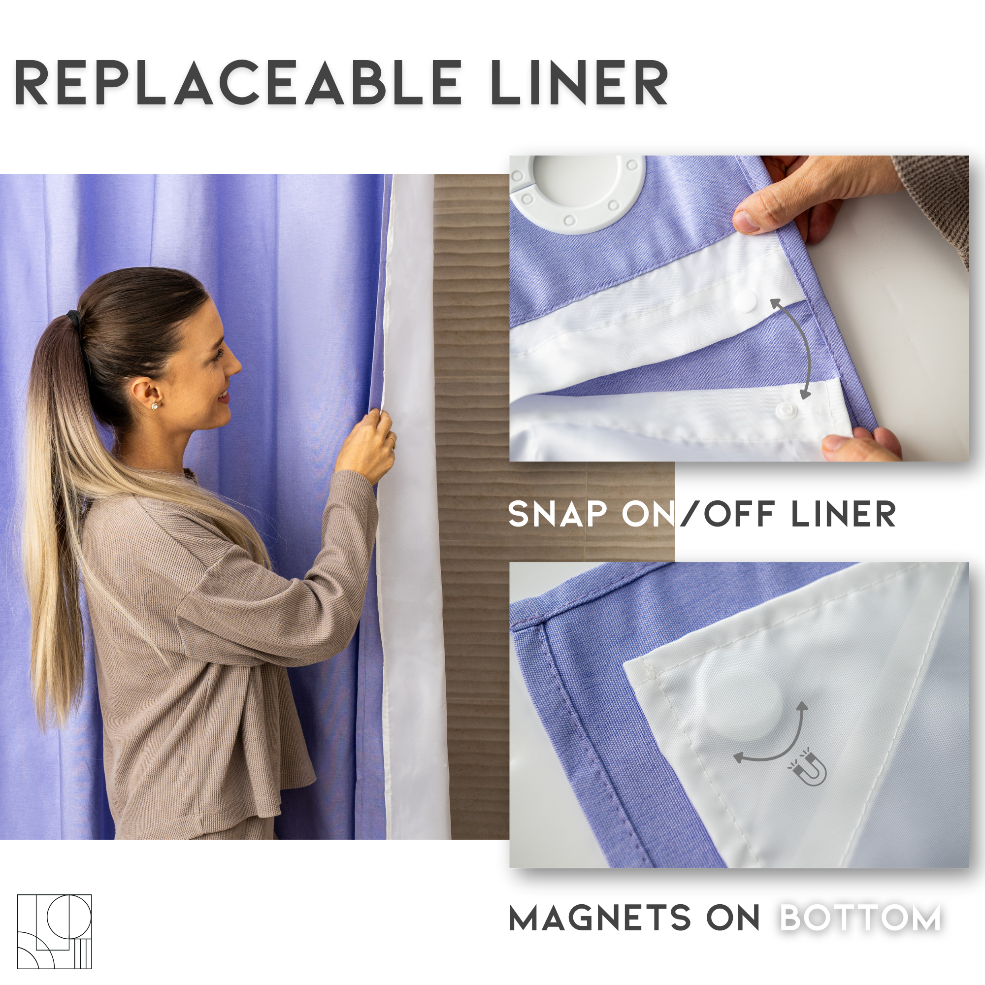 Water Resistant Full Length Bathroom Curtains Shower (Lilac)