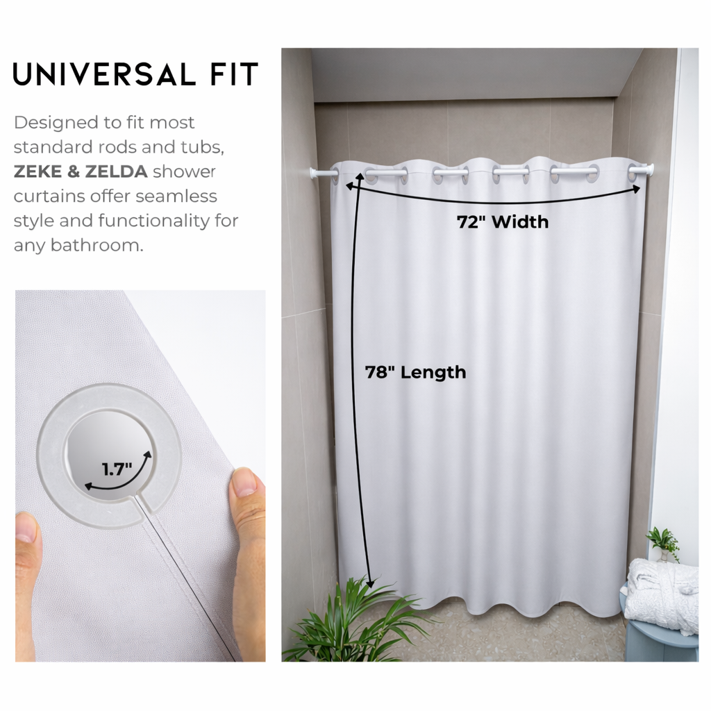Elegant Full Length Bathroom Curtains Shower (Grey)