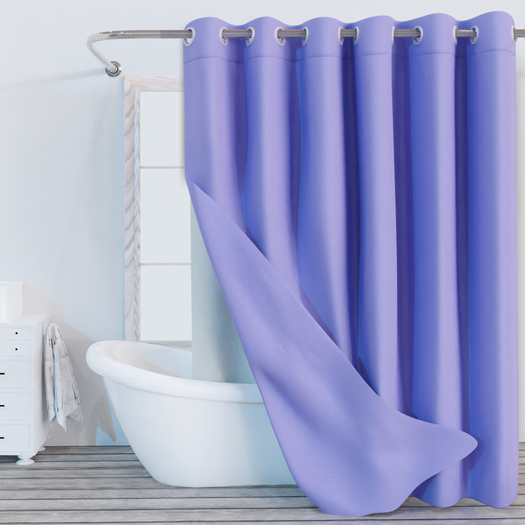 Water Resistant Full Length Bathroom Curtains Shower (Lilac)