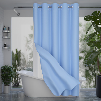 Water Resistant Full Length Bathroom Curtains Shower (Blue)