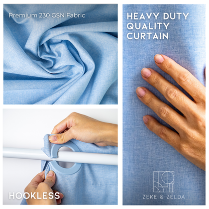 Water Resistant Full Length Bathroom Curtains Shower (Blue)