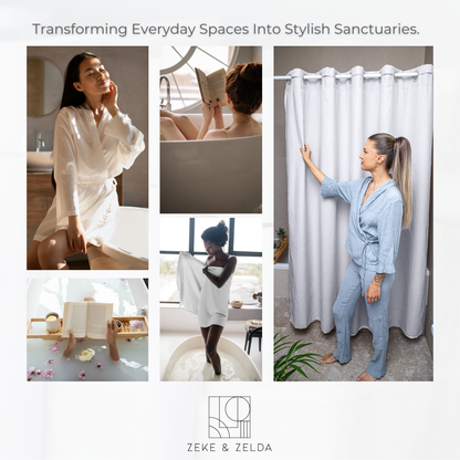 Water Resistant Full Length Bathroom Curtains Shower (Grey)