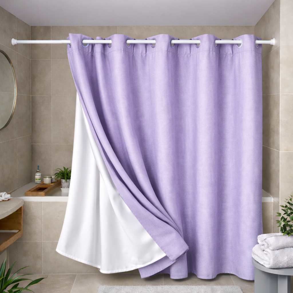 Elegant Full Length Bathroom Curtains Shower (Lilac)