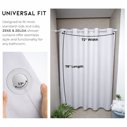Elegant Full Length Bathroom Curtains Shower (Grey)