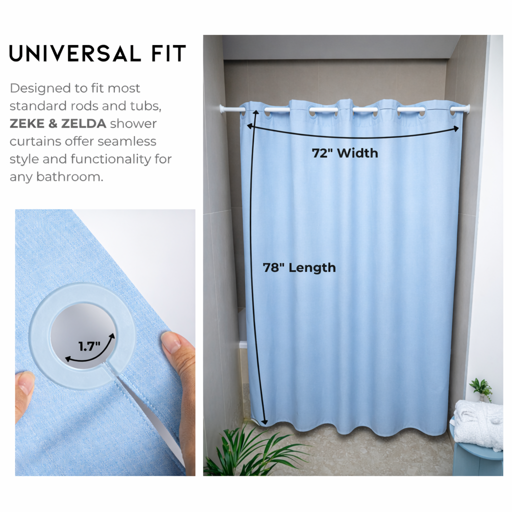 Elegant Full Length Bathroom Curtains Shower (Blue)